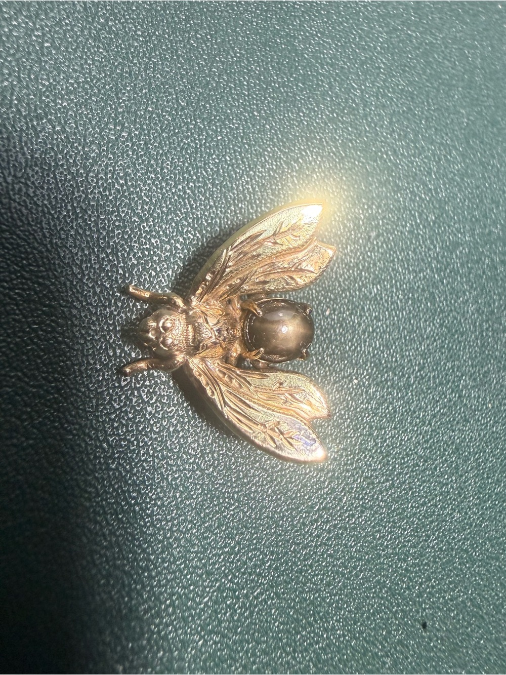 14kt Gold+Star Saphire Cabachone Pendant Brooch Pin Bee Fly Wasp Bug Moth Estate